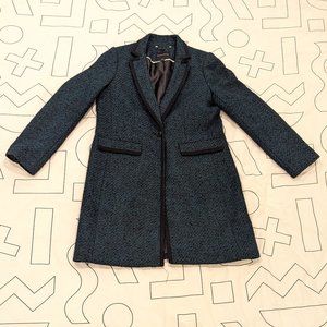 Banana Republic Nova Fides Italian Wool Blend Top Coat Women's Small Plaid Green